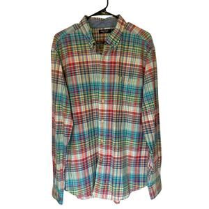 Nautica pastel madras plaid men’s cotton button down shirt. Size XL